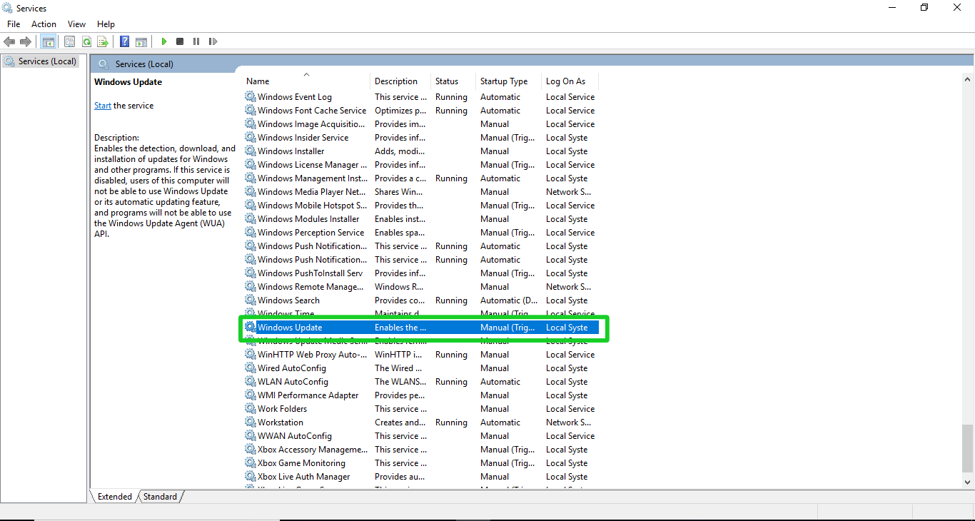 Windows update service not running windows 7